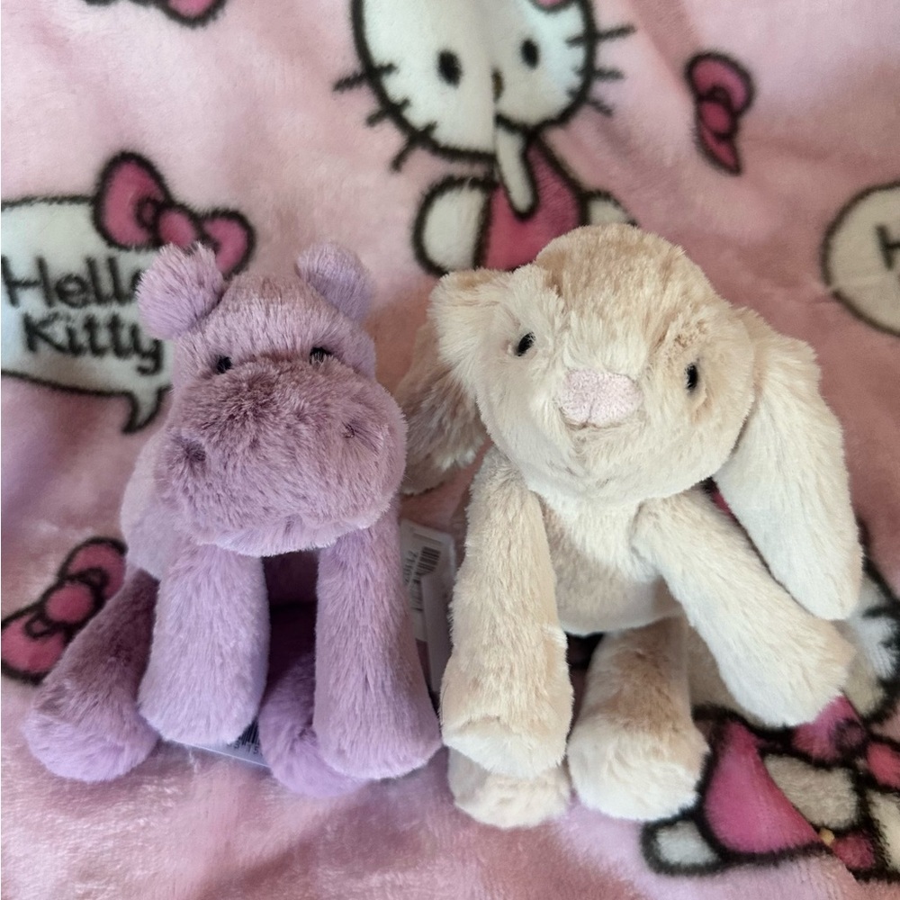 Jellycat Tiny Smudge Rabbit and Tiny Smudge Hippo